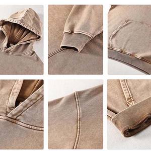 เสื้อกันหนาวมีฮู้ดสำหรับผู้ชายผ้าคอตตอน100% ฟอกสีกรดผ้าเกล็ดปลาแบบสั่งทำสำหรับฤดูหนาว - Product Image 5