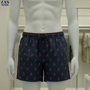 <b>Men's</b> Casual Customized Solid Oxford Front Logo Elastic Waist Drawstring Swim Trunk Quick Dry Summer Beach Board <b>Shorts</b> - Product Image 5