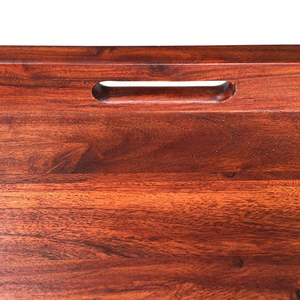 Plateau de service octogonal en bois d'acacia gris fait à la main poignées en métal doré enduit de poudre pour la décoration de la maison de la cuisine - Product Image 2