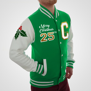 Custom Unisex Baseball Varsity Bomber <b>Jacket</b> USA Christmas Team Stand Collar Canvas Fabric Pockets Decoration <b>Waterproof</b> - Product Image 6