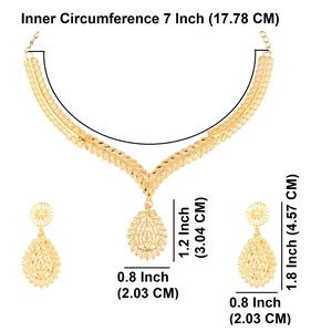 ผู้ผลิตอินเดียผู้ค้าส่งเครื่องประดับจี้ชุบทองเค้นคอสร้อยคอรูปแบบใบวางห้อยต่างหูชุดสําหรับผู้หญิง - Product Image 4