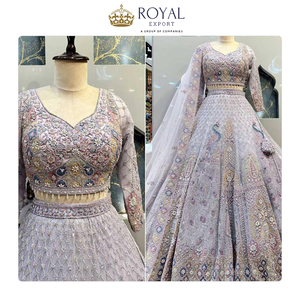 Collection unique des derniers créateurs de mode Lehenga Choli de mariage semi-cousu en filet souple de qualité supérieure pour femme - Product Image 6