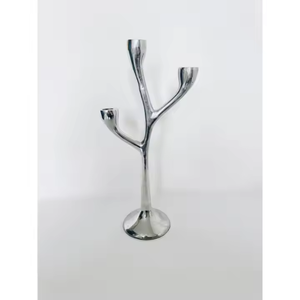 เชิงเทียนอลูมิเนียมสีเงินคุณภาพสูงที่วางเทียนโต๊ะรับประทานอาหารที่หรูหราโรแมนติกสำหรับงานแต่งงานของตกแต่งบ้านโดยการตกแต่ง impex - Product Image 5