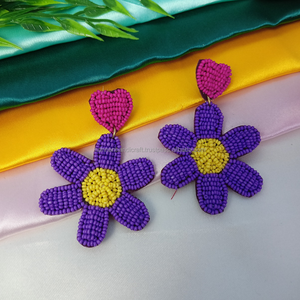 Pendientes con cuentas de semillas de moda de color rosa más vendidos para mujer - Product Image 2