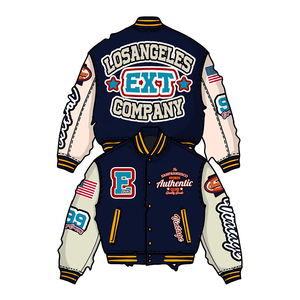 Yingling personalizado de alta calidad Chenille bordado Varsity chaqueta de béisbol Bomber mangas de cuero con patrón de letras - Product Image 2