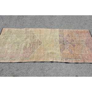 Tapis Turc Vintage de Grande Surface Beige Vert 2.7x6.7ft Style Classique Laine Latex Support Abstrait Motif Rectangle Couloir Design - Product Image 3