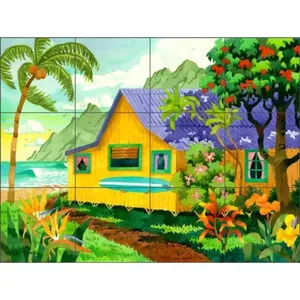 Tropical Floral Paisaje Arte Cerámica Mural Azulejo Backsplash Altman RWA018 Mural de pared - Product Image 1