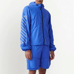 Unisex Streetwear Hooded Solid Windbreaker Shorts Sets Full Sleeve Customized Tracksuits High Quality <b>Windproof</b> - Product Image 4