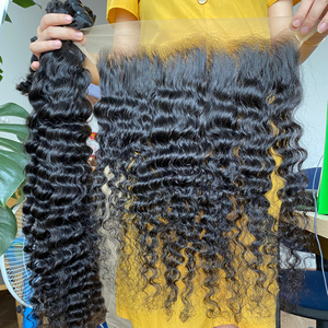 Cuticule de cheveux humains vierges crus cambodgiens du Vietnam alignée vague naturelle droite soyeuse bouclée lâche vague profonde double fermeture dessinée - Product Image 1