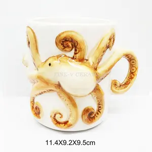 Tazas de cerámica con forma de estrella, logo personalizado, creativo, de temperatura media, Serie Ocean, caballito de mar