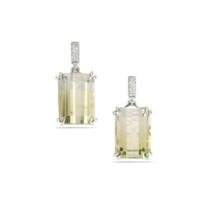 Boucles d'oreilles en cristal de quartz bicolore avec zircon blanc en argent sterling 15,66 carats - Product Image 3