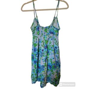 Vestido Slip de Lino Azul con Estampado Floral para Mujer, Talla XS, Estilo Dulce y Elegante, Cintura Elástica, Viscosa Transpirable, para Ocio y Club, Marca Wild Fable - Product Image 1