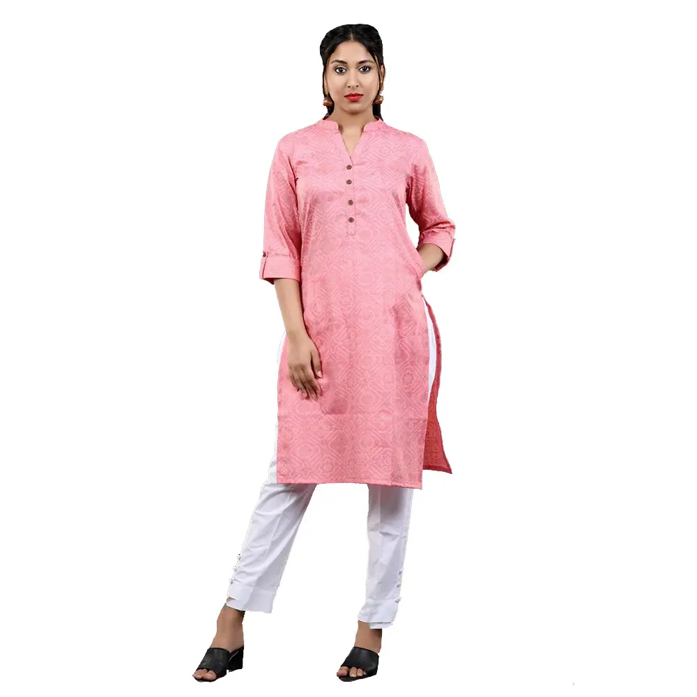 Fabricante original de ropa de moda para mujeres, algodón Jaipuri, Kurti bordado simple, venta al por mayor de la India