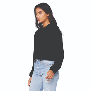 Sudadera con capucha de lana recortada para mujer con hombro caído 52% Airlume peinado y anillo hilado algodón 48% Poly Hoodie para mujer - Product Image 2