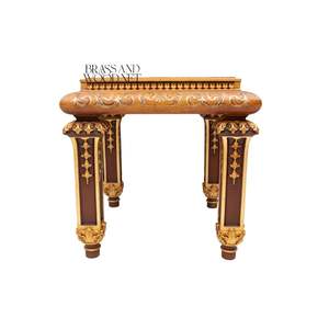 Mesa Auxiliar Cuadrada Baja de Lujo con Incrustaciones Florales Elaboradas y Patas Talladas a Mano con Hoja de Oro para Decoración Real - Product Image 4