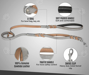 สายหนังจูงสุนัขแบบถักด้วยมือมีแผ่นรองนุ่มแบบปล่อยเร็วสีตามสั่ง - Product Image 3