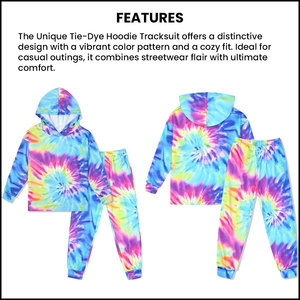 Ensemble de sweat à capuche tendance 100% coton tie-dye avec logo personnalisé imprimé Streetwear et mode décontractée prix de gros - Product Image 5