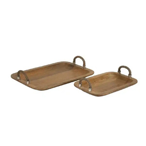 Bandeja para servir comida de forma cuadrada Color marrón Personalizado Madera natural Utensilios de cocina con estilo Bandeja para servir comida y bebida - Product Image 4