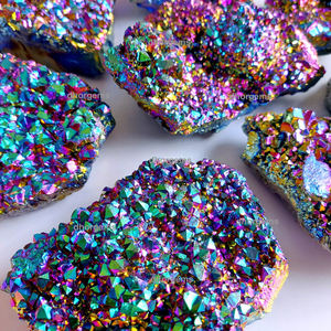 Torre de amatista drusa de cuarzo natural, Cuarzo Natural, gran angular, aura, de cristal crudo, verde y azul - Product Image 6