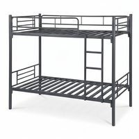 Lit superposé en métal ARSU, taille double, couleur crème, structure durable, échelle, barrières de sécurité, portes doubles ventilées verrouillables avec clé