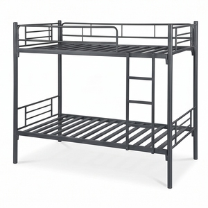 Lit superposé en métal ARSU, taille double, couleur crème, structure durable, échelle, barrières de sécurité, portes doubles ventilées verrouillables avec clé - Product Image 4