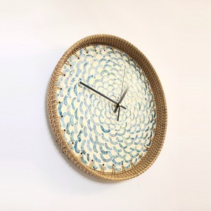 Decorative Custom Pattern <b>Wall</b> <b>Clock</b> Hanging Natural Rattan <b>Clocks</b> for Living Room <b>Bedroom</b> Decoration - Product Image 2