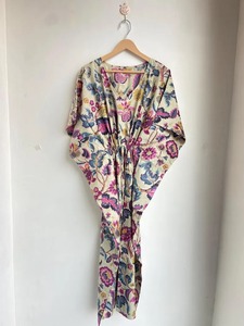 Vestido caftán de algodón con estampado de bloques de mano indio para mujer, ropa de dormir con estampado de Cachemira, camisón elegante - Product Image 2