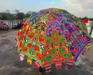 مظلة يدوية الصنع مظلة من القطن مطبوعة للحفلات مظلة جميلة المظهر تحمي من أشعة الشمس المرتفعة