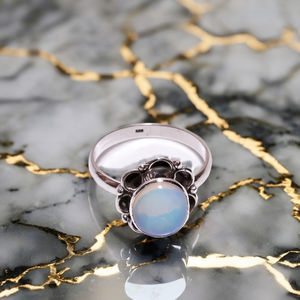 แหวนเงินสเตอร์ลิง925ทำด้วยมือโอปอลเอธิโอเปียอัญมณีธรรมชาติเครื่องประดับแบบกำหนดเองขายส่ง - Product Image 4