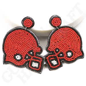 Boucles d'oreilles perlées pour casque de football Bijoux de jour de jeu faits à la main pour les fans de sport, talonnage et esprit d'équipe Mode style quotidien - Product Image 3