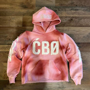 DCY Zip Up Black Wash Sun Faded Sudaderas con capucha desgastadas, Sudadera con capucha recortada con parches bordados desgastados, Sudadera con capucha desgastada personalizada en blanco - Product Image 3