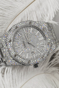 นาฬิกาข้อมือสแตนเลสสำหรับผู้ชายประดับเพชรโมอิสแฟชั่นมาถึงฮิปฮอปดีไซน์พิเศษ - Product Image 5