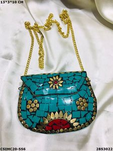 Designer Handmade Metal Mosaic <b>Evening</b> <b>Bag</b> for Ladies Elegant Clutch - Product Image 2