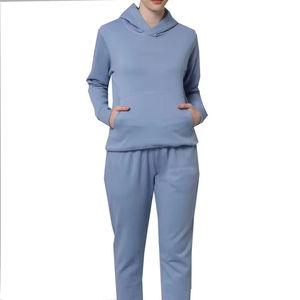 Survêtement en molleton de coton de haute qualité personnalisé pour femmes pantalon de jogging empilé et sweat à capuche hiver Streetwear ensemble de survêtement 2 pièces - Product Image 2