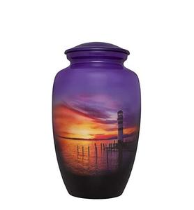 Urna de cremación de Faro, urna funeraria de atardecer para cenizas humanas, hecha a mano en aluminio, adecuada para entierro de cementerio, urna de tamaño personalizado - Product Image 4