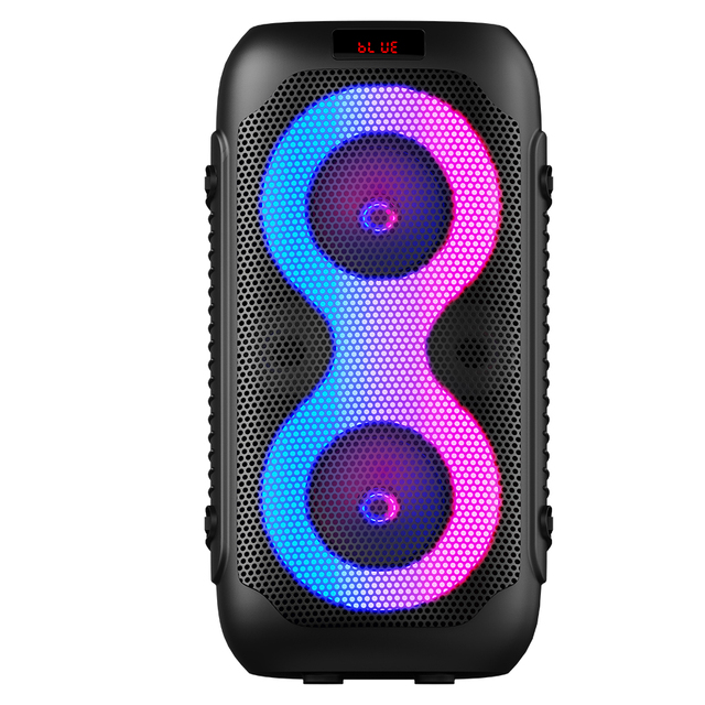 Fashionable Bluetooth Speaker with Subwoofer Karaoke Wired Microphone Portable RGB Lighting Party Speaker