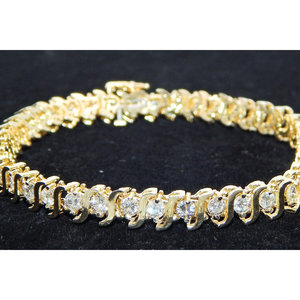 Splendido bracciale Tennis con diamanti 7ct in tinta unita 14k oro giallo accessori per gioielli alla moda - Product Image 2