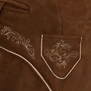 Pantalones cortos de tirantes a juego con bordado de Lederhosen de cuero de gamuza Real bávaro para hombre (Trachten Lederhosen) 2025 - Product Image 5