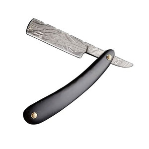 Maquinilla de afeitar de peluquero de borde recto Damasco profesional, maquinilla de afeitar de seguridad de un solo Borde de calidad de salón, mango de madera, afeitado desechable para hombres - Product Image 3