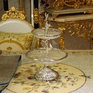 Plateau de service à 3 couches de style Gulf Plateau à noix et fruits en verre plaqué or et en alliage pour la décoration intérieure - Product Image 5