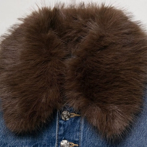 Nouveautés 2025 Veste courte en jean décontractée pour femmes Respirante Bouton Automne Hiver Poche à rabat Revers Manches longues Polyester - Product Image 3