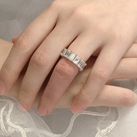 Bague de fiançailles et de mariage en argent 925 plaqué or avec diamant de laboratoire taille émeraude serti en canal, certificat IGI, pour femme - Munjani