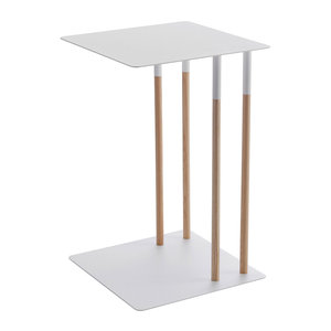 Table d'appoint en métal de haute qualité en laiton AK avec revêtement en poudre blanc fini avec pilier en bois Table d'intérieur standard pour meubles de maison - Product Image 1