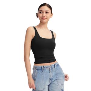Camiseta sin mangas para mujer, mezcla de algodón, tela elástica, suave y transpirable, ropa informal de verano, corte ajustado, chaleco básico, ropa al por mayor - Product Image 1