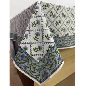 Elegante mogol acero azul hecho a mano algodón mantel indio tradicional Floral banquete Hotel comedor cubierta acero azul mano bloque - Product Image 1