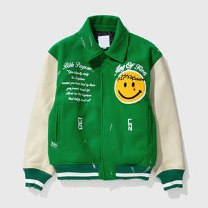 Chaqueta Varsity Personalizada de Invierno para Hombre, Mangas de Cuero PU de Alta Calidad, Estilo Urbano, Resistente al Viento, Poliéster Ecológico, Letras Personalizadas - Product Image 1