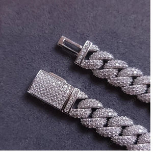 Factory Wholesale Price Hip Hop Jewelry 10mm 22 Inch 925 Sterling <b>Silver</b> Gold Plated VVS Iced Out Moissanite <b>Cuban</b> <b>Link</b> <b>Chain</b> - Product Image 2