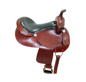 Selle de cheval de baril occidental marron véritable de haute qualité OEM Ensemble de clous de siège rembourrés OEM Bull Hide DD Leather Wood Plastic Top - Product Image 1