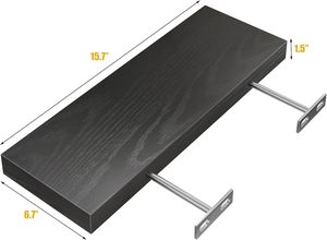 벽용 16 "플로팅 선반, 거실, 침실, 부엌을 위한 숨겨진 브래킷이 있는 <span class=keywords><strong>2</strong></span> 개의 욕실 벽걸이 형 나무 선반 세트 - Product Image 3