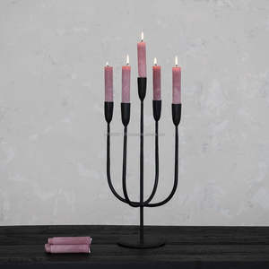 Decorative <b>black</b> metal <b>candelabra</b> with crystal accents for modern home living room or festive event decoration - Product Image 6